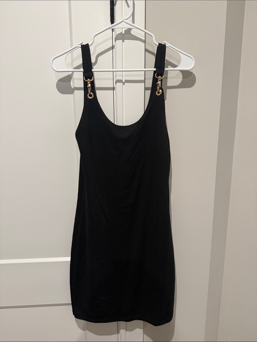 Zara Black Mini Dress with Gold Hardware